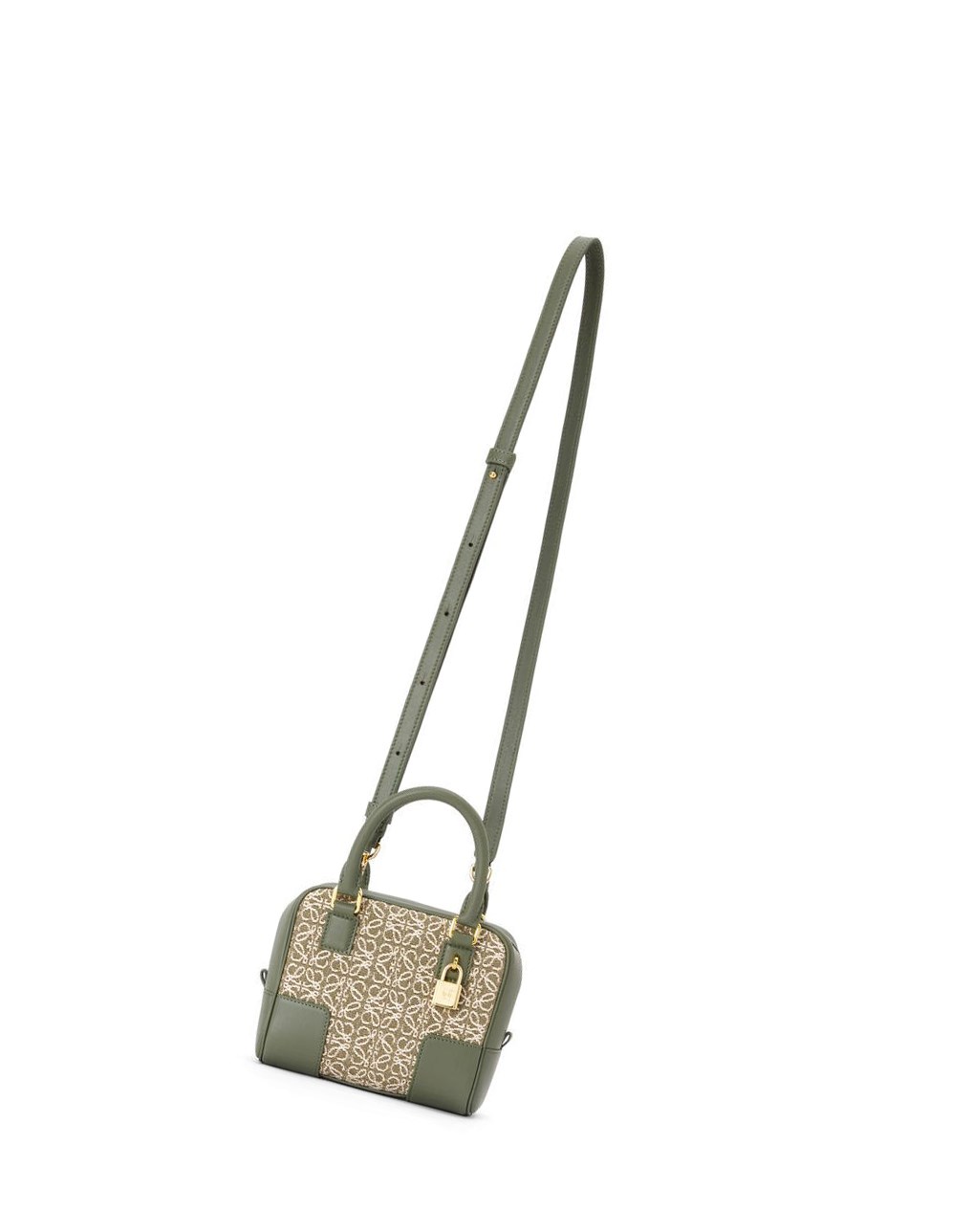 Loewe Amazona 16 Square bag in Anagram jacquard and calfskin Verdes Verdes | DVGFH-3028