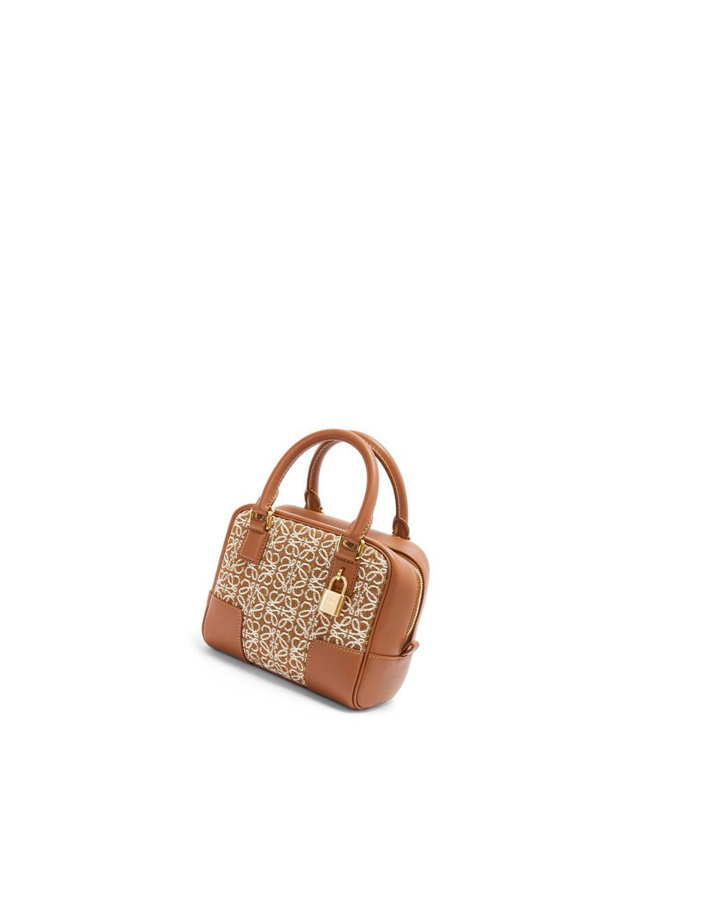 Loewe Amazona 16 Square bag in Anagram jacquard and calfskin Tan / Pecan | NSJTV-5398