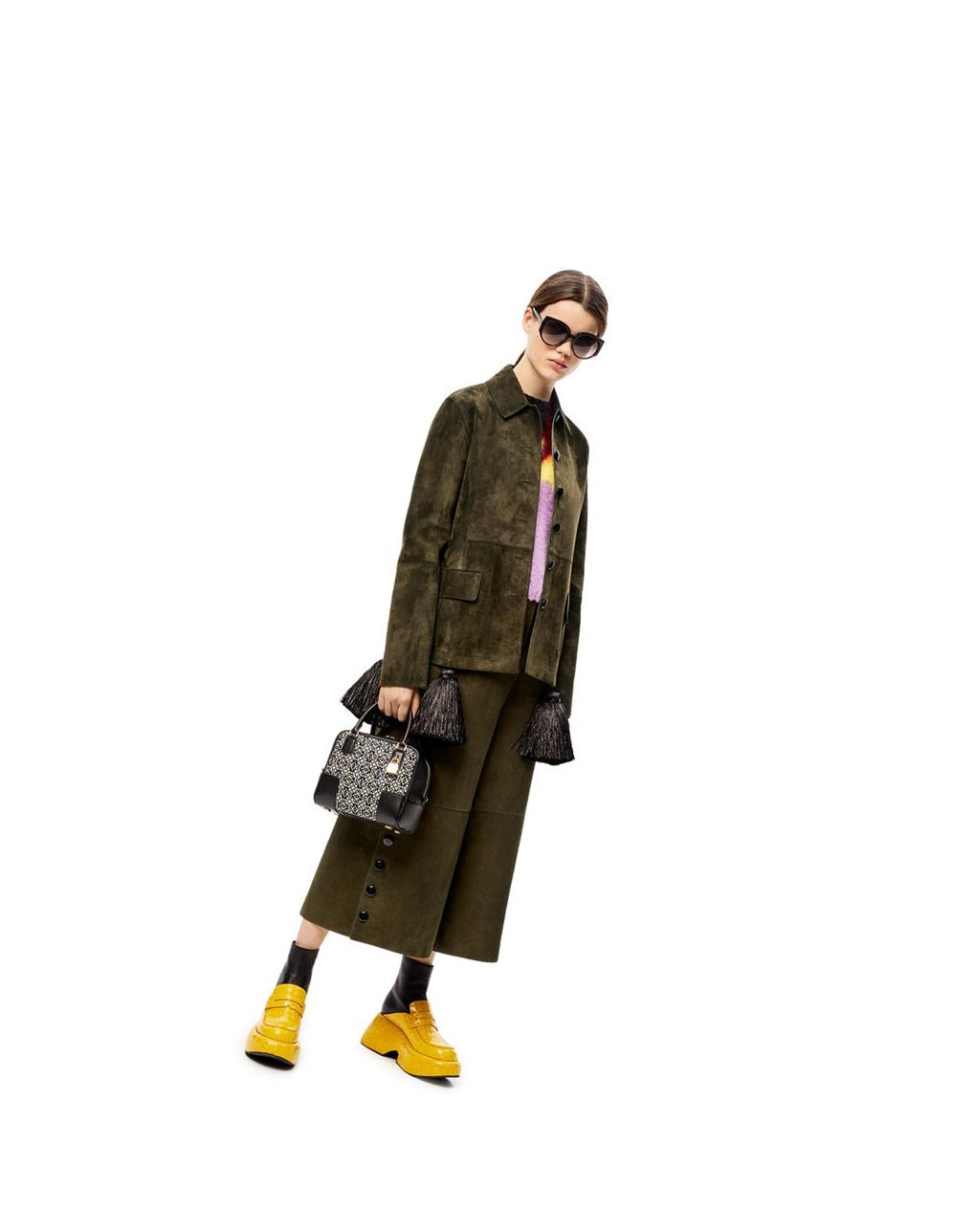 Loewe Amazona 19 square bag in Anagram jacquard and calfskin Azul Marino Negros | BTGNJ-9123
