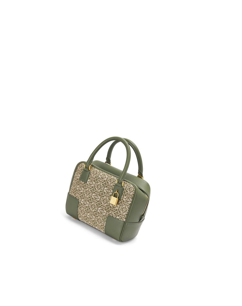 Loewe Amazona 19 square bag in Anagram jacquard and calfskin Verdes Verdes | DMFRH-0746