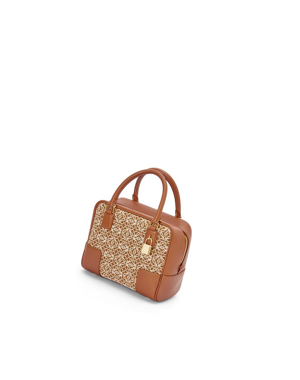 Loewe Amazona 19 square bag in Anagram jacquard and calfskin Tan / Pecan | KVIWQ-1608