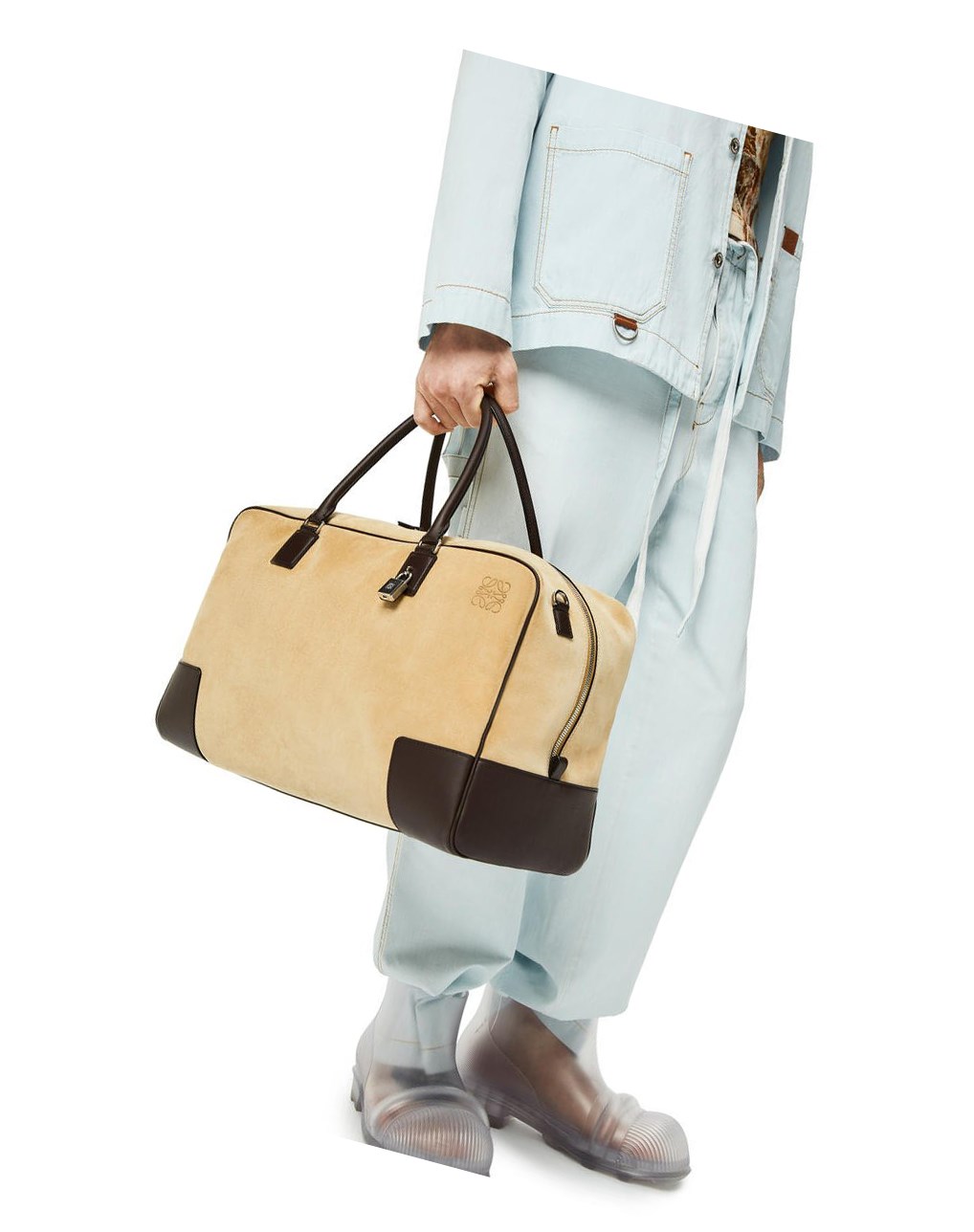 Loewe Amazona 44 bag in suede and calfskin Dorados Chocolate Marrom | LUZPE-4637
