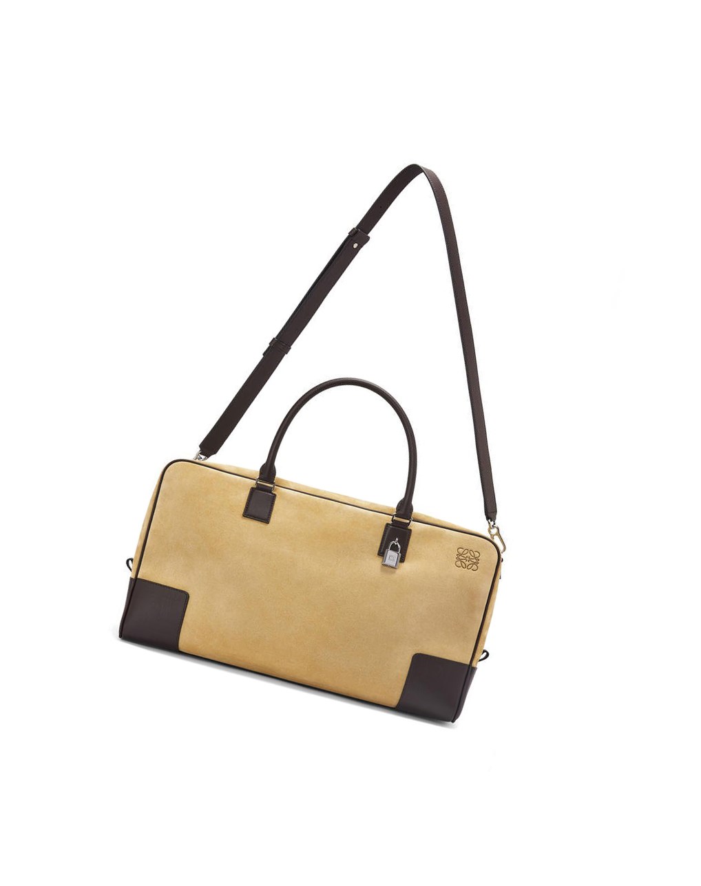 Loewe Amazona 44 bag in suede and calfskin Dorados Chocolate Marrom | LUZPE-4637
