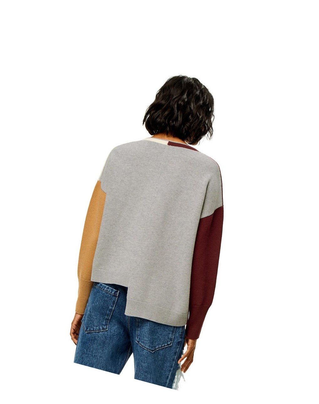 Loewe Anagram Asymmetric sweater in wool Vino Creme | UYCEB-5391