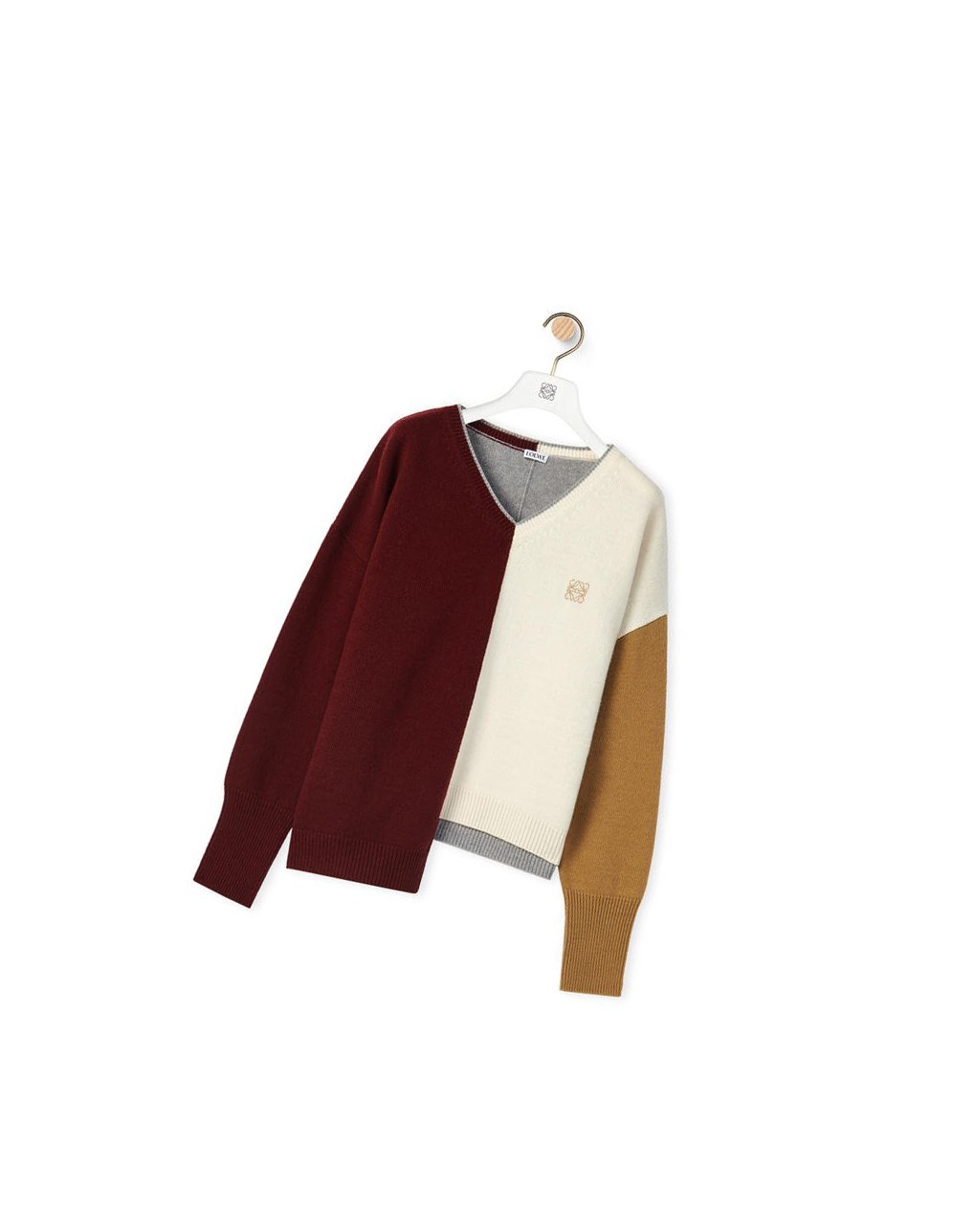 Loewe Anagram Asymmetric sweater in wool Vino Creme | UYCEB-5391