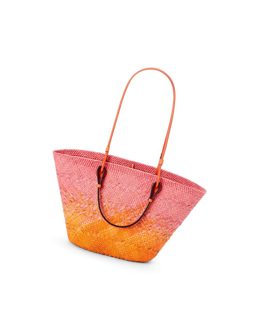 Loewe Anagram Basket bag in iraca palm and calfskin Rosas Naranjas | IAKYN-2478