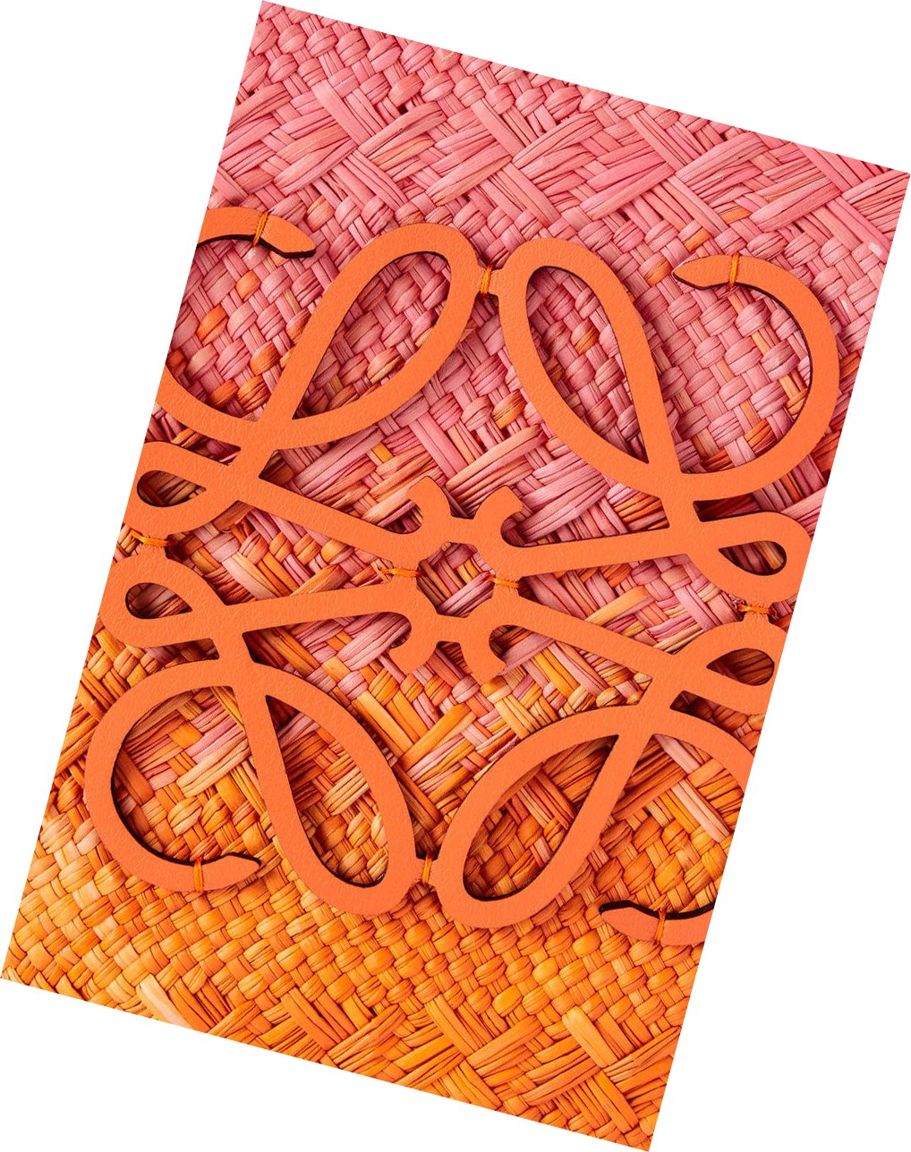 Loewe Anagram Basket bag in iraca palm and calfskin Rosas Naranjas | IAKYN-2478