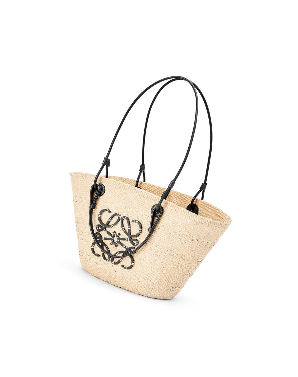 Loewe Anagram Basket bag in iraca palm and calfskin Negros | JTXKE-9654