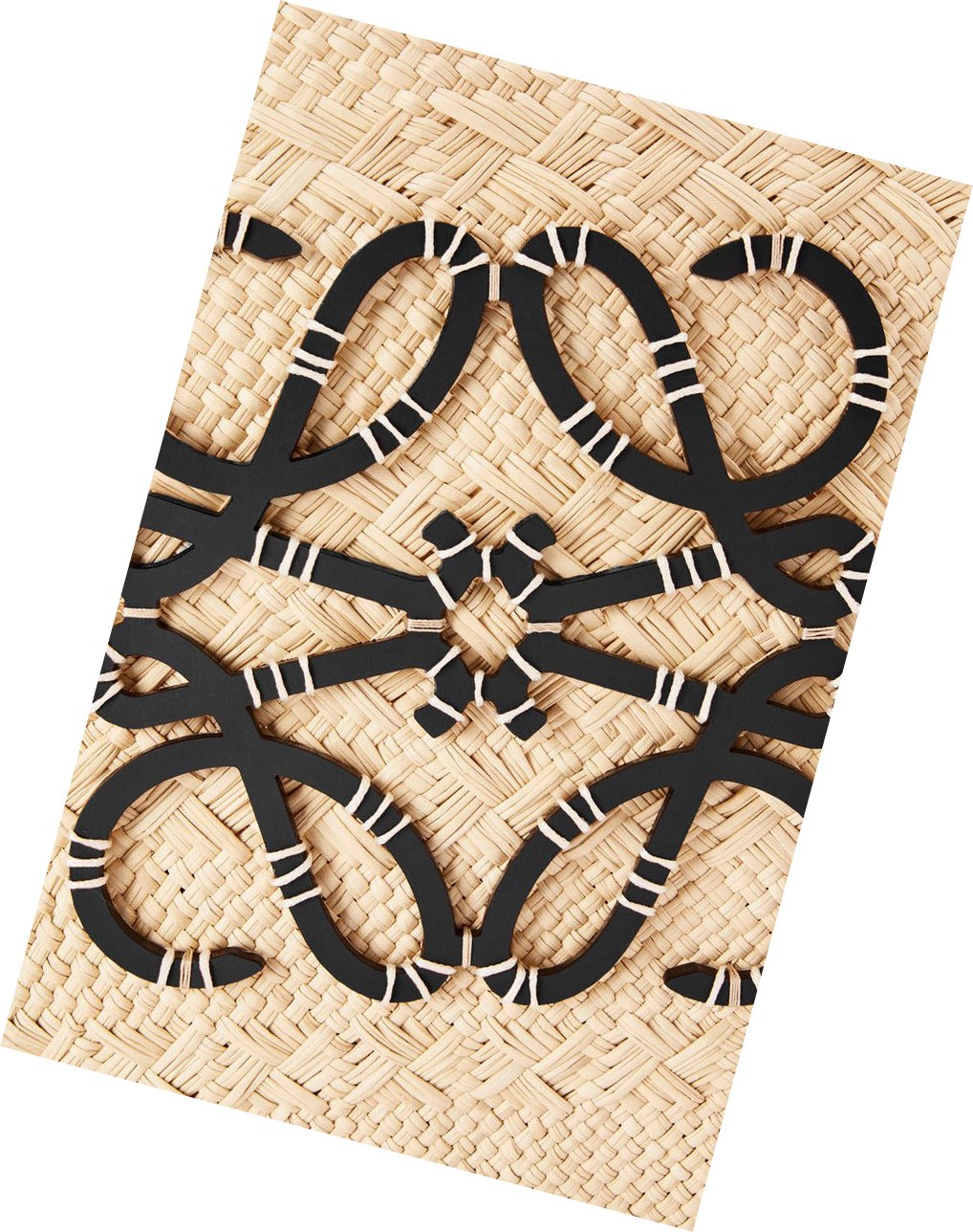 Loewe Anagram Basket bag in iraca palm and calfskin Negros | JTXKE-9654