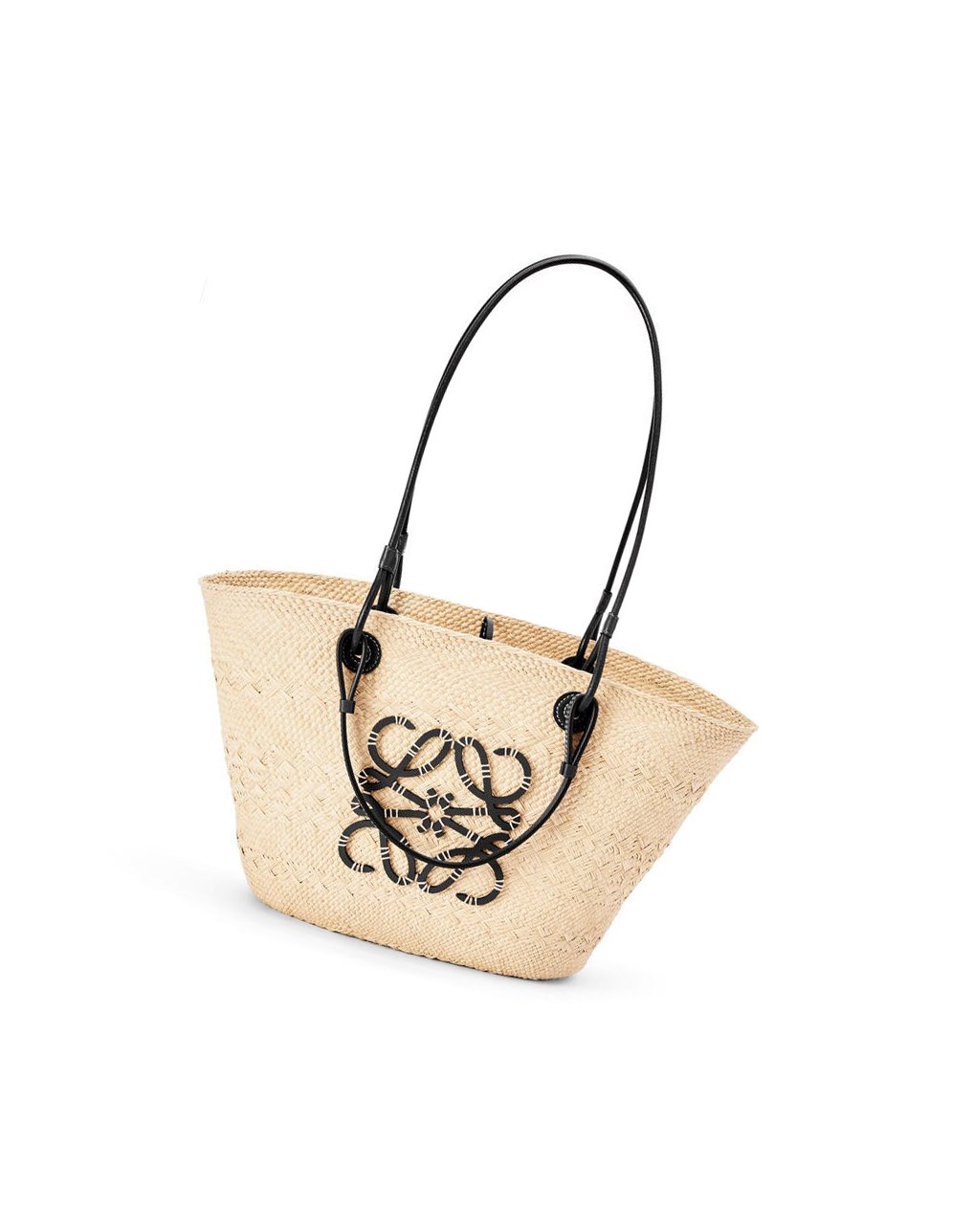 Loewe Anagram Basket bag in iraca palm and calfskin Negros | JTXKE-9654