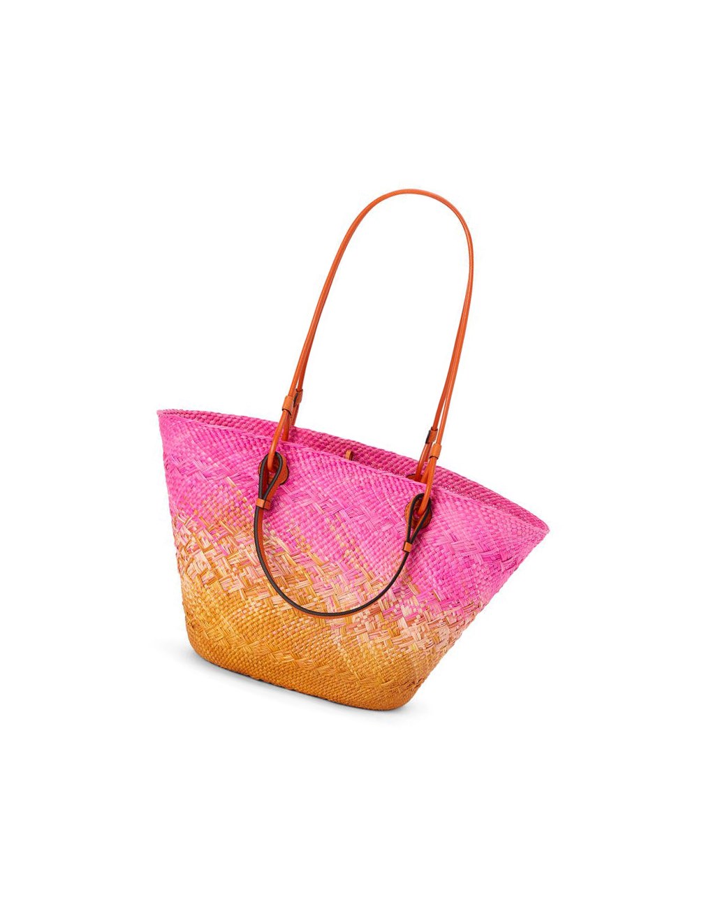 Loewe Anagram Basket bag in iraca palm and calfskin Fucsia Naranjas | KIVJC-3786