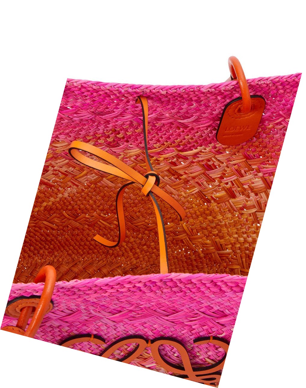 Loewe Anagram Basket bag in iraca palm and calfskin Fucsia Naranjas | KIVJC-3786