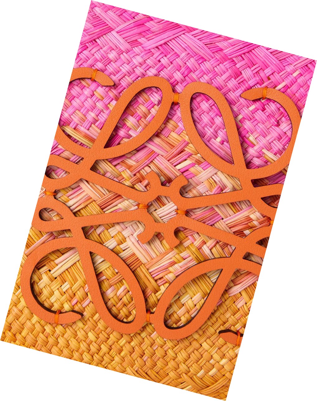 Loewe Anagram Basket bag in iraca palm and calfskin Fucsia Naranjas | KIVJC-3786