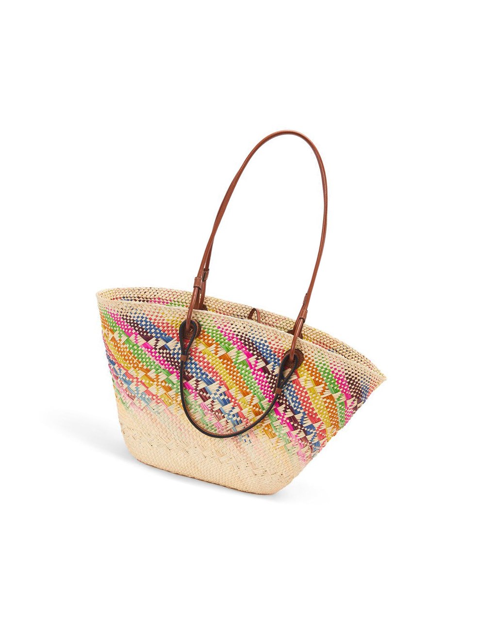 Loewe Anagram Basket bag in rainbow iraca palm and calfskin Multicolor | FSRZC-4158