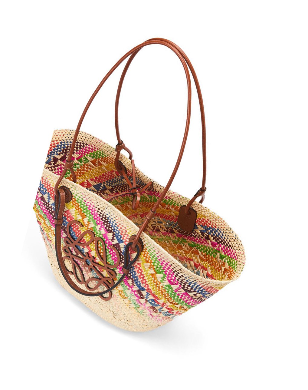 Loewe Anagram Basket bag in rainbow iraca palm and calfskin Multicolor | FSRZC-4158