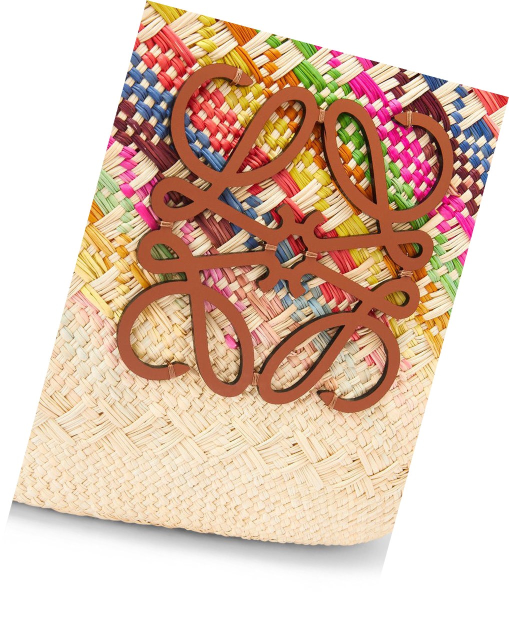Loewe Anagram Basket bag in rainbow iraca palm and calfskin Multicolor | FSRZC-4158
