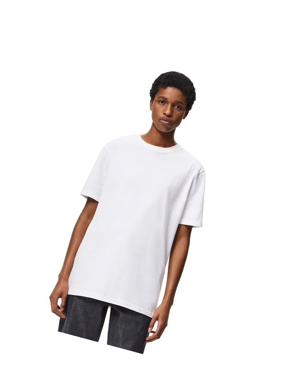 Loewe Anagram T-shirt in cotton Blancos | UZJVQ-1342