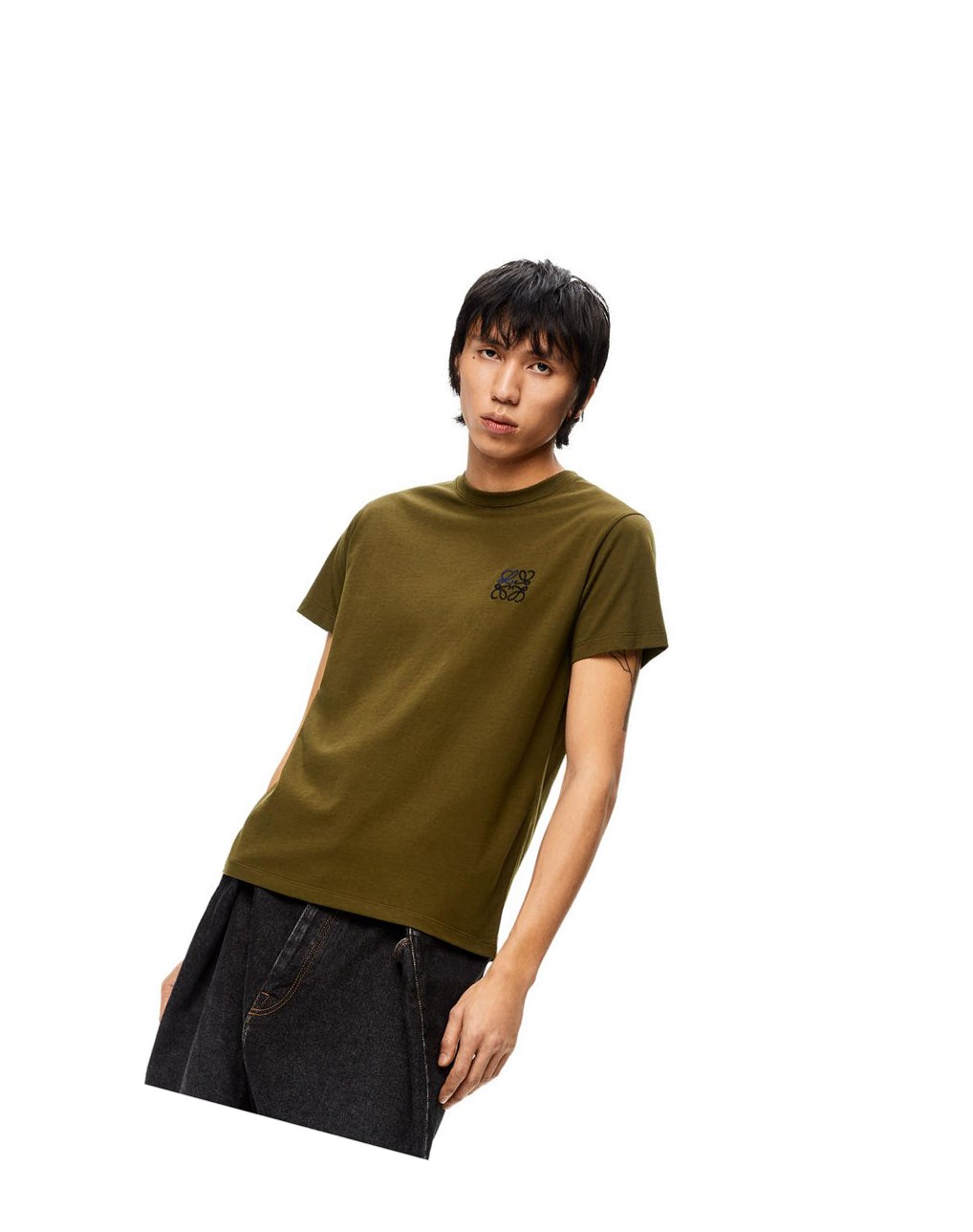 Loewe Anagram T-shirt in cotton Kaki Oscuro Verdes | NDCVL-6058