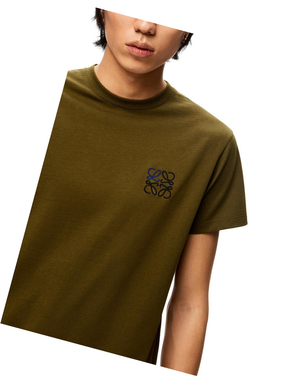 Loewe Anagram T-shirt in cotton Kaki Oscuro Verdes | NDCVL-6058