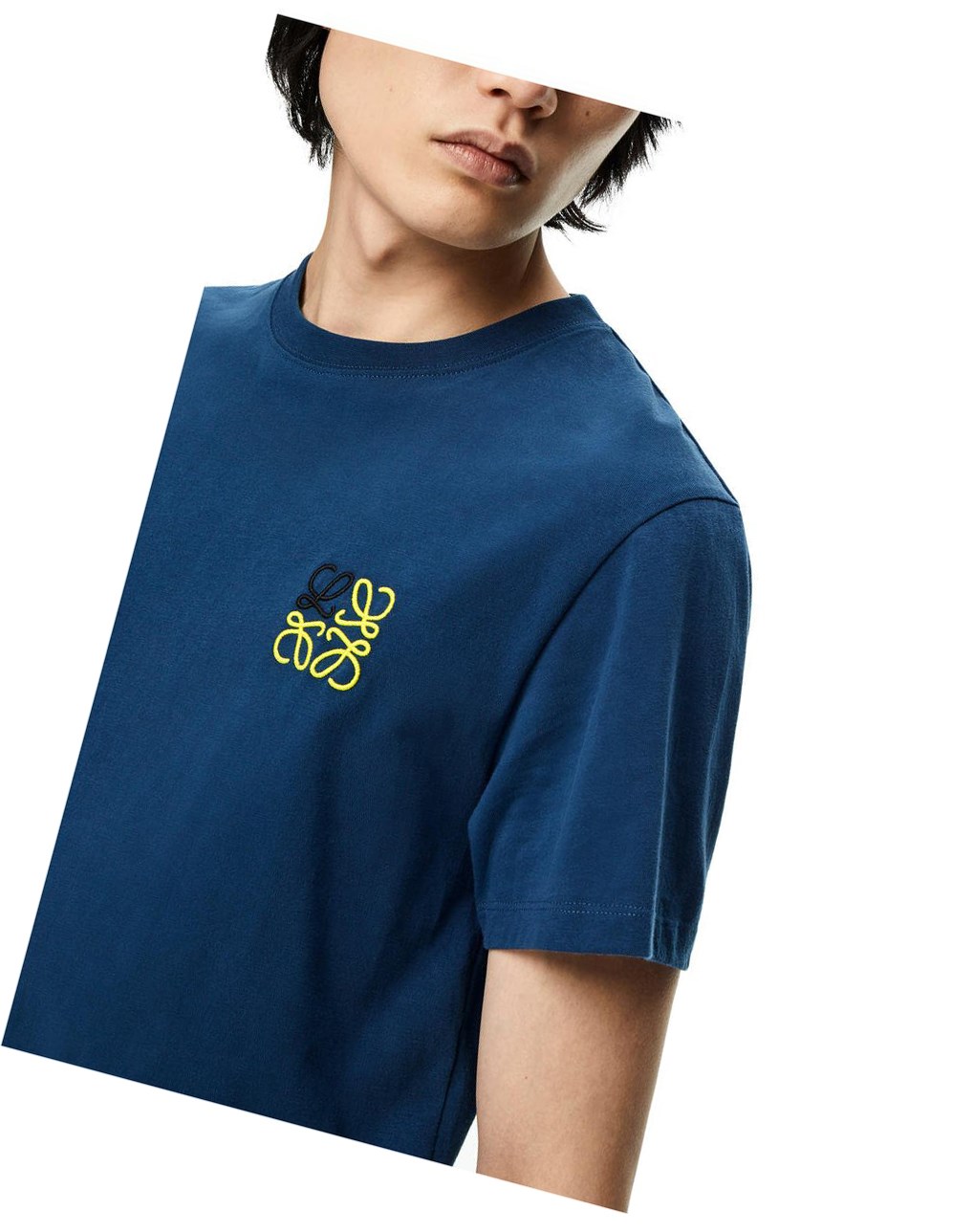 Loewe Anagram T-shirt in cotton Petroleum | BKUJV-4197