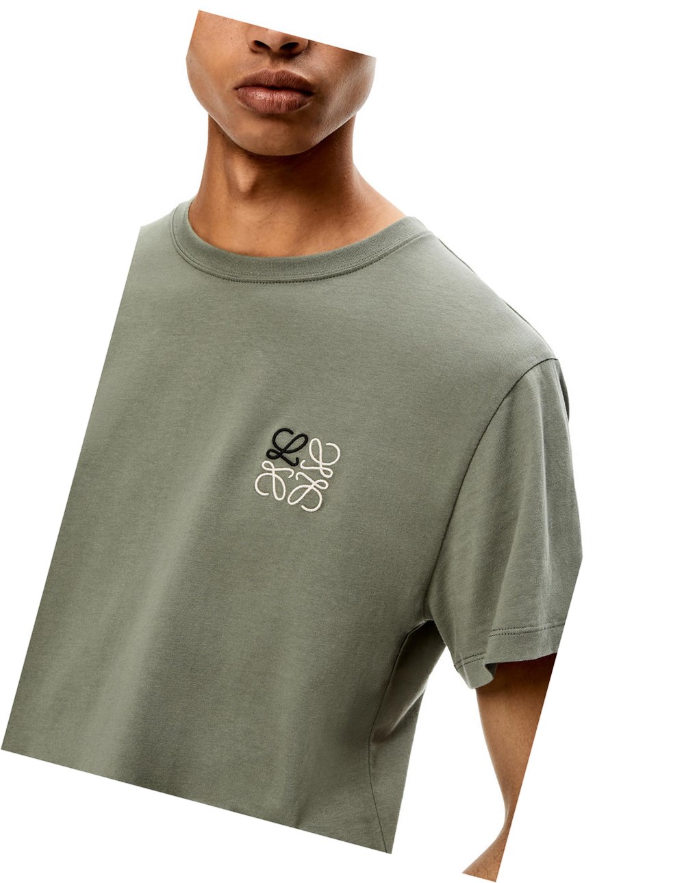 Loewe Anagram T-shirt in cotton Verdes | PXDOL-8920