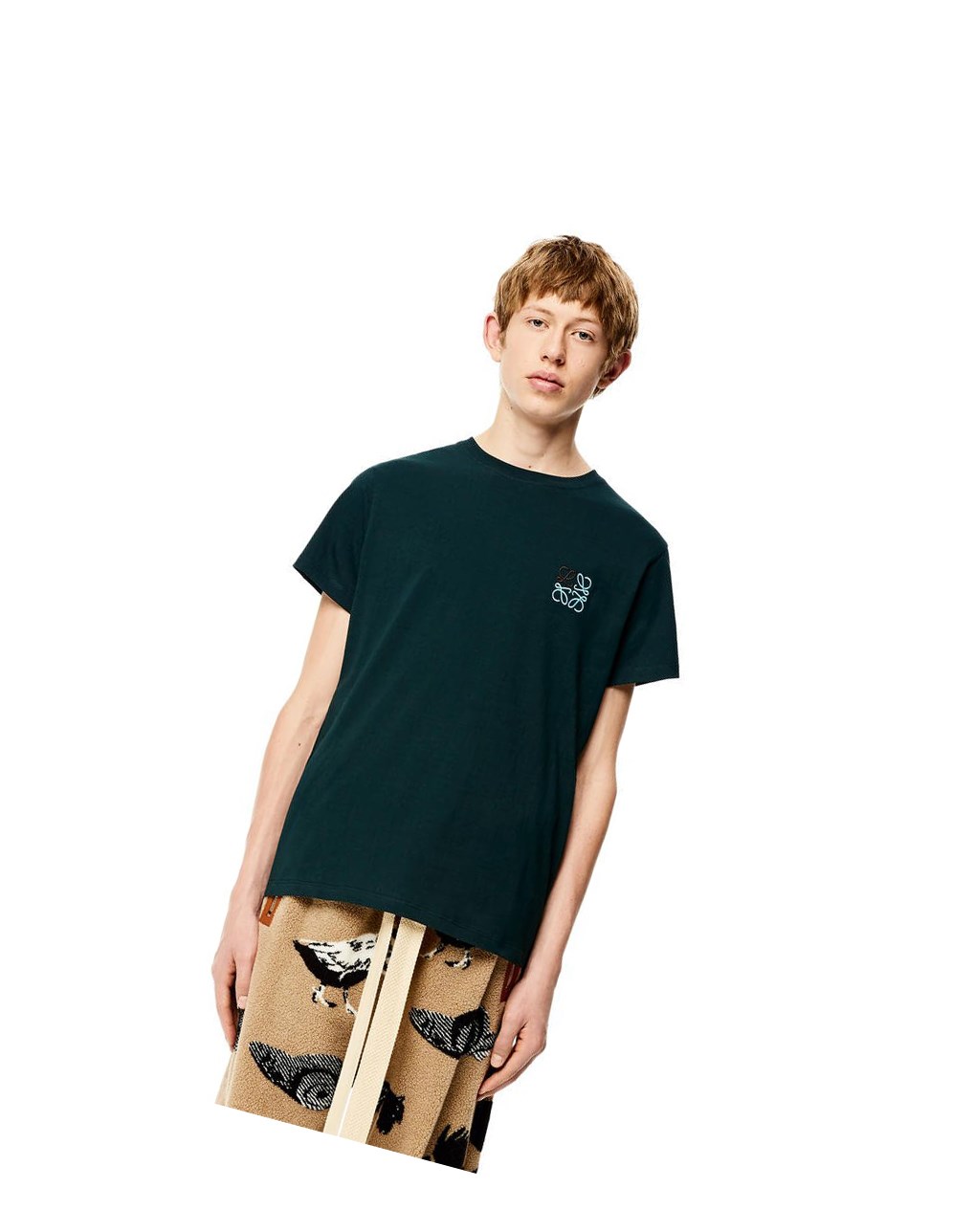 Loewe Anagram T-shirt in cotton Verdes | SPLUJ-9723