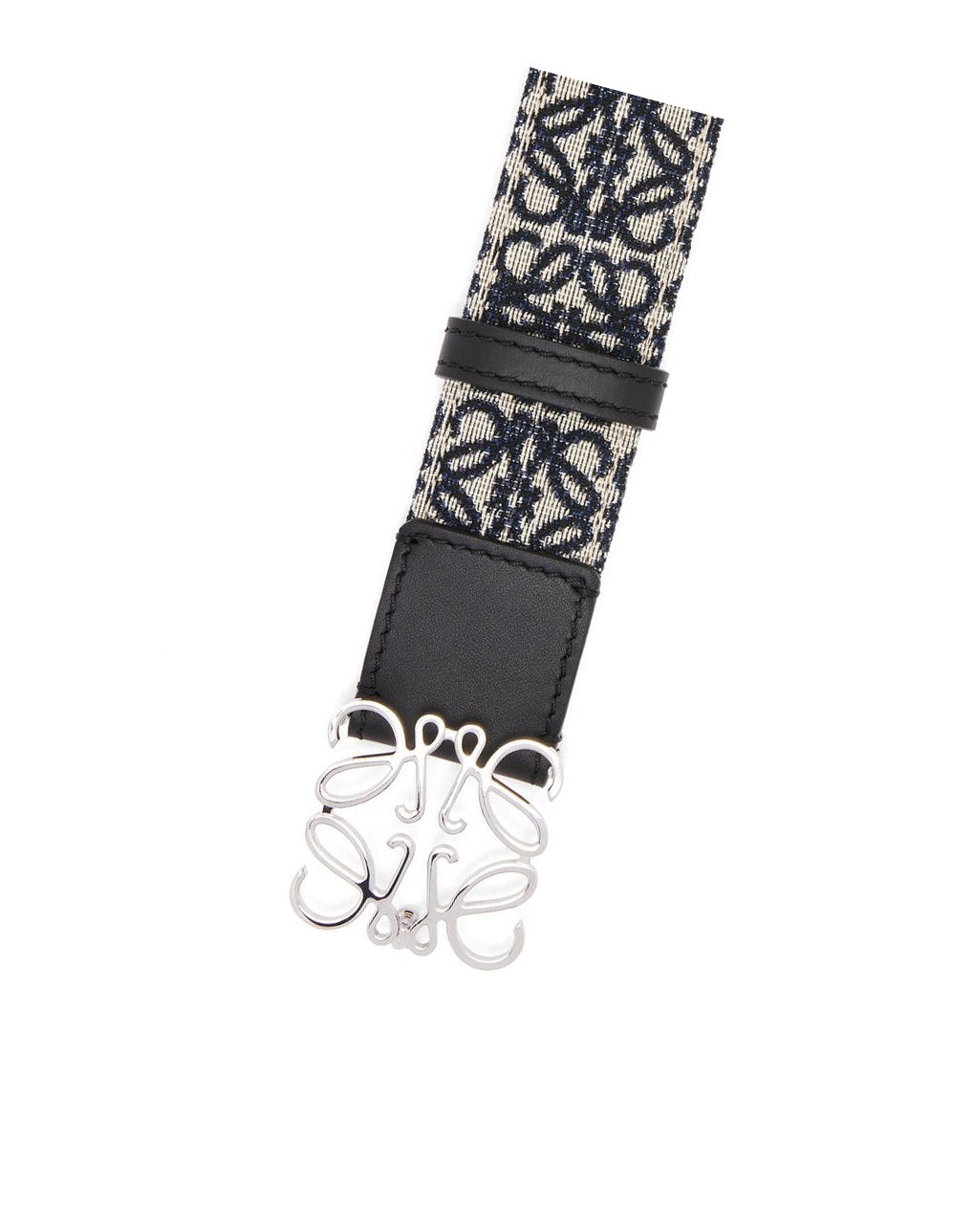Loewe Anagram belt in jacquard and calfskin Azul Marino Negros | TCKES-6942