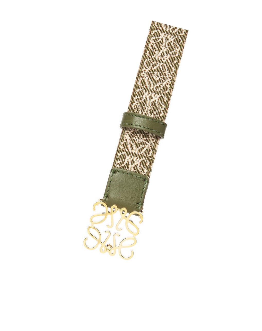 Loewe Anagram belt in jacquard and calfskin Verdes Dorados | WKLRD-7548