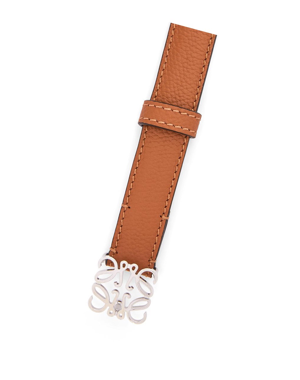 Loewe Anagram belt in pebble grain calfskin Tan / Palladium | FNUVY-3496