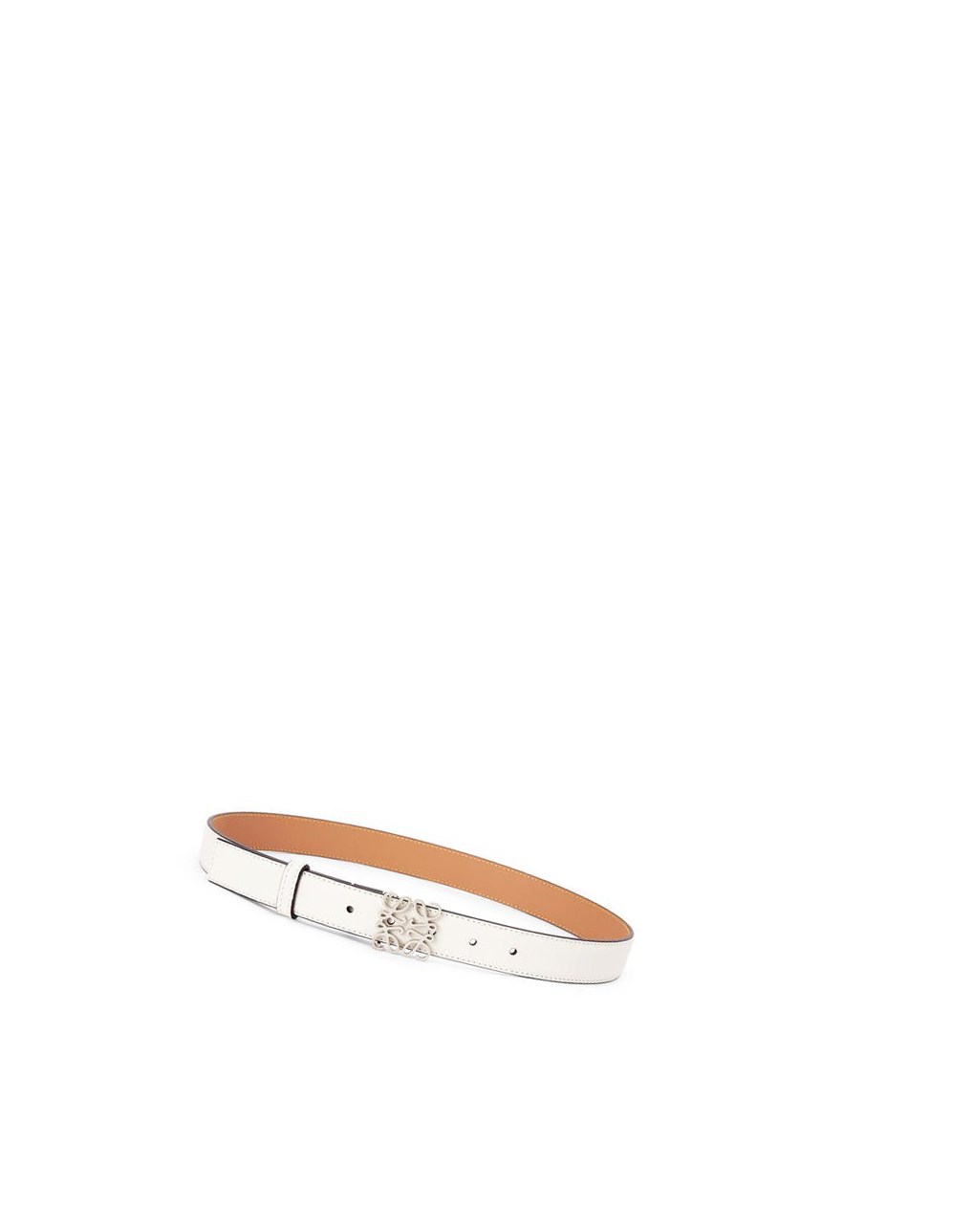 Loewe Anagram belt in pebble grain calfskin Blancos Plateados | ZRHFT-1962