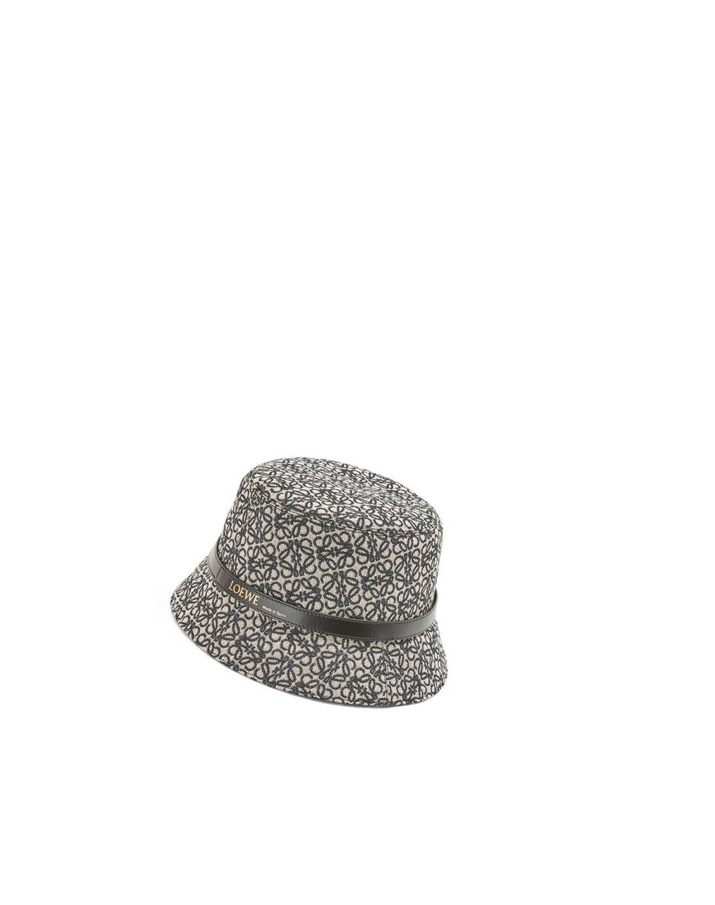 Loewe Anagram bucket hat in jacquard and calfskin Azul Marino Negros | GPDHM-3045