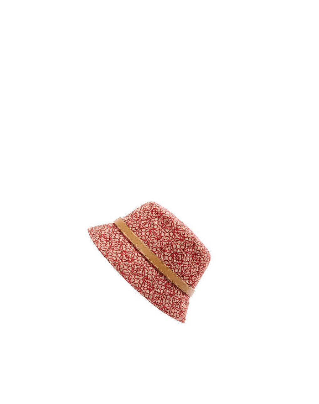 Loewe Anagram bucket hat in jacquard and calfskin Rojos | OAXDN-2506