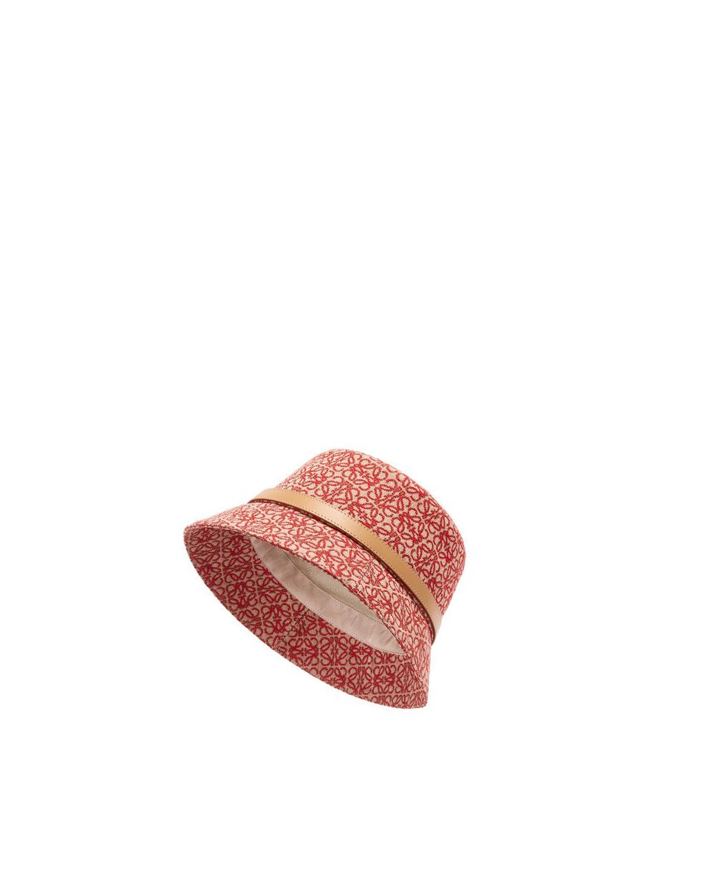 Loewe Anagram bucket hat in jacquard and calfskin Rojos | OAXDN-2506