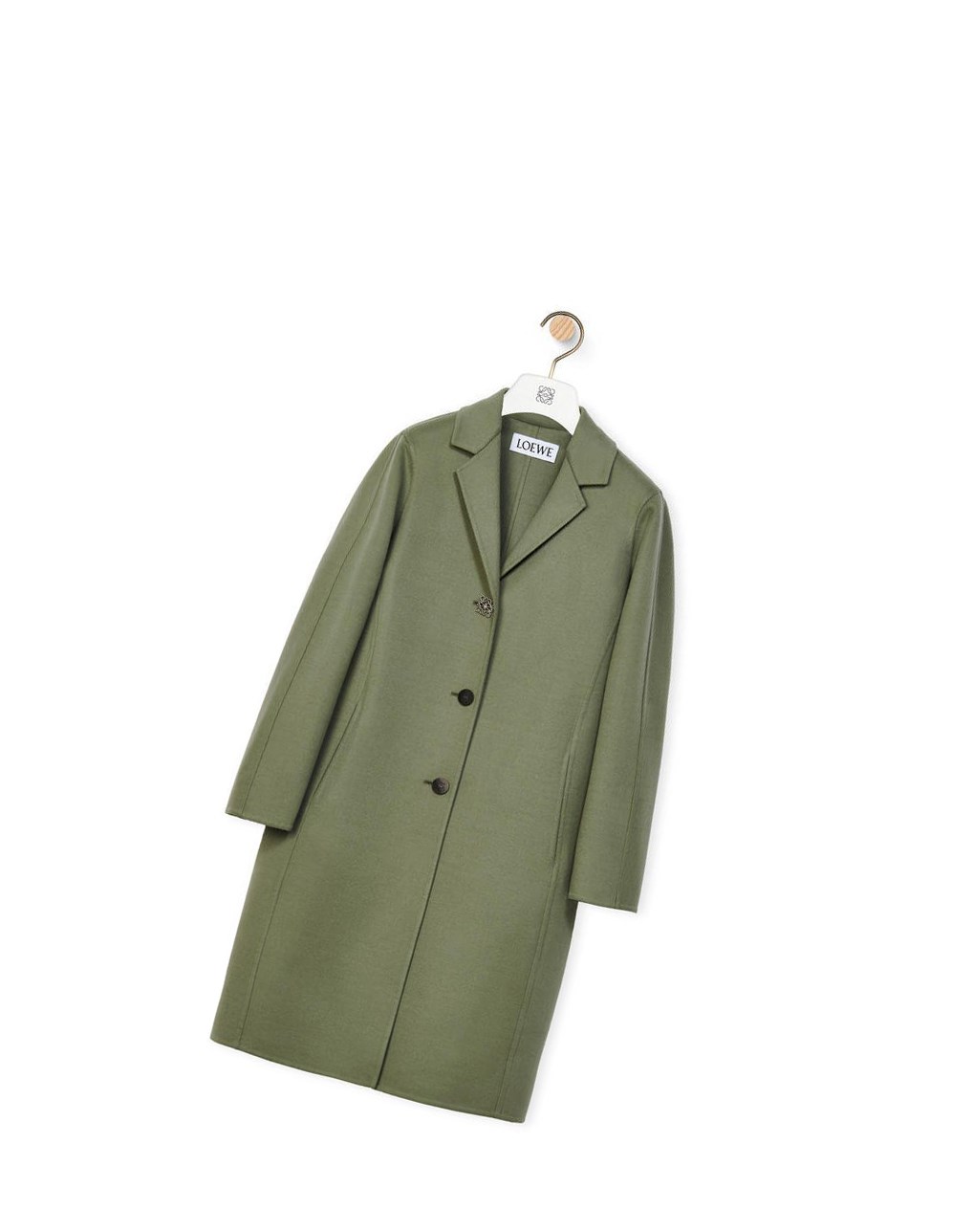 Loewe Anagram coat in wool and cashmere Sage | AXSFE-3879