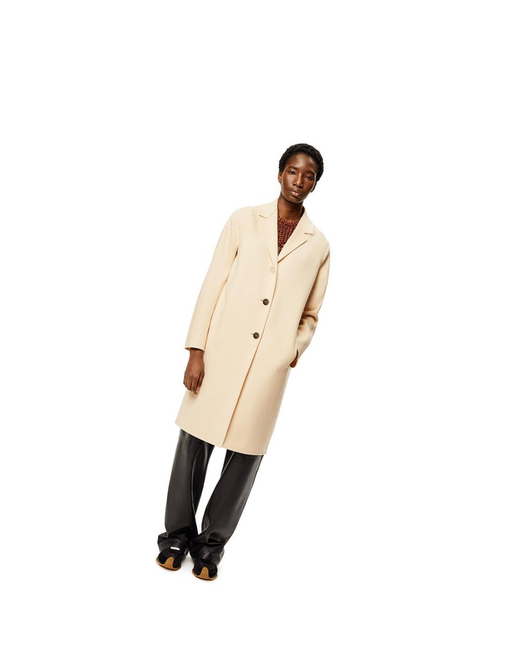 Loewe Anagram coat in wool and cashmere Milk | OVNBK-8032
