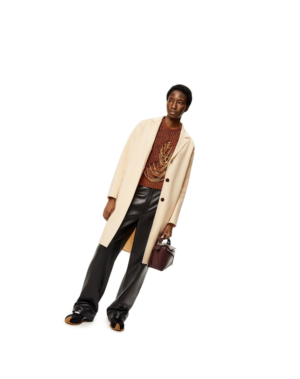 Loewe Anagram coat in wool and cashmere Milk | OVNBK-8032