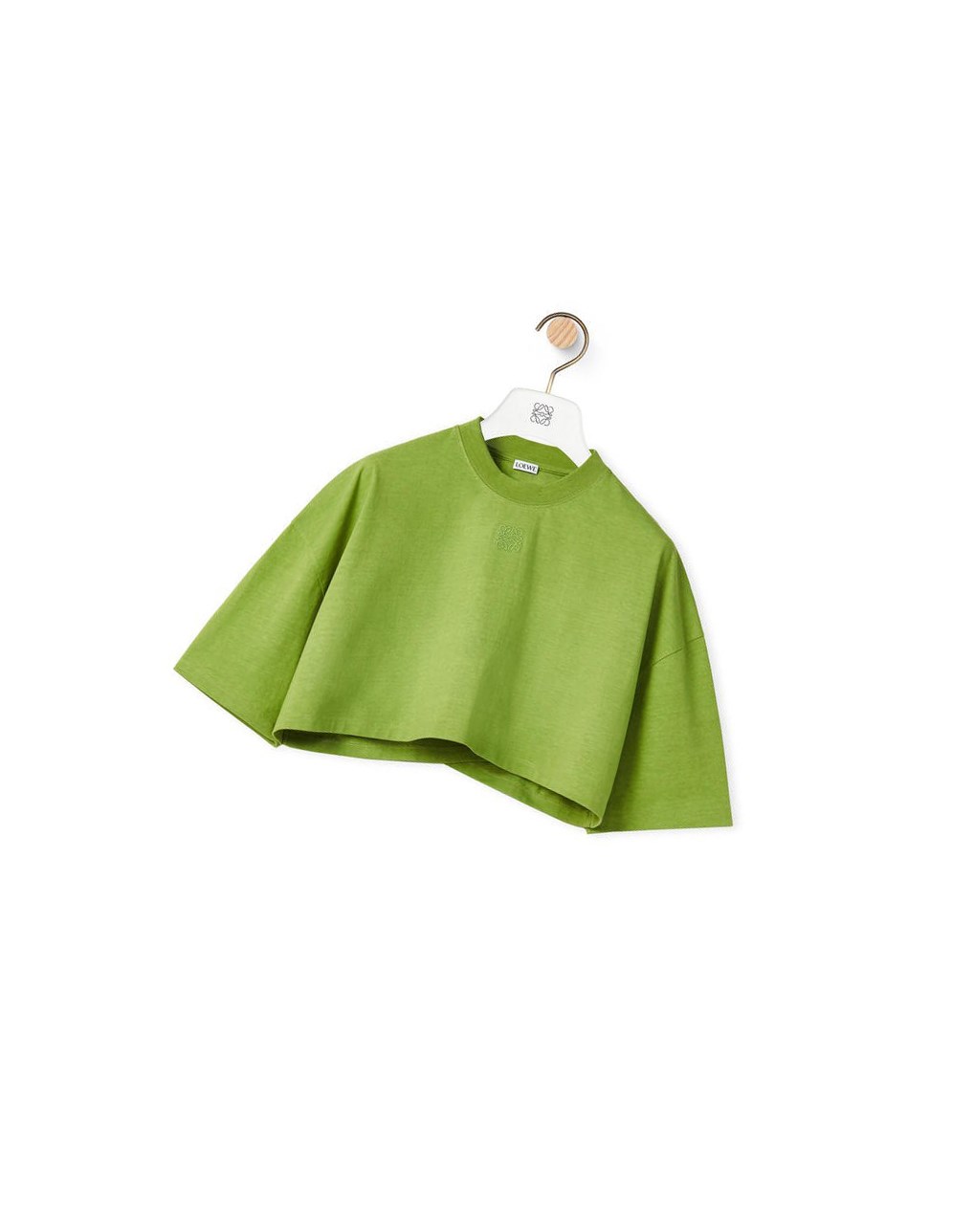 Loewe Anagram cropped T-shirt in cotton Verdes | LUMFH-7508