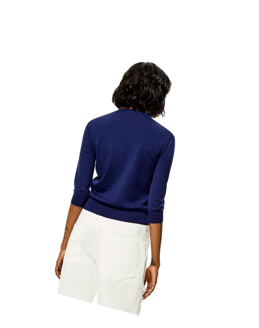 Loewe Anagram cropped cardigan in wool Azul Marino Azules | WEINQ-1693