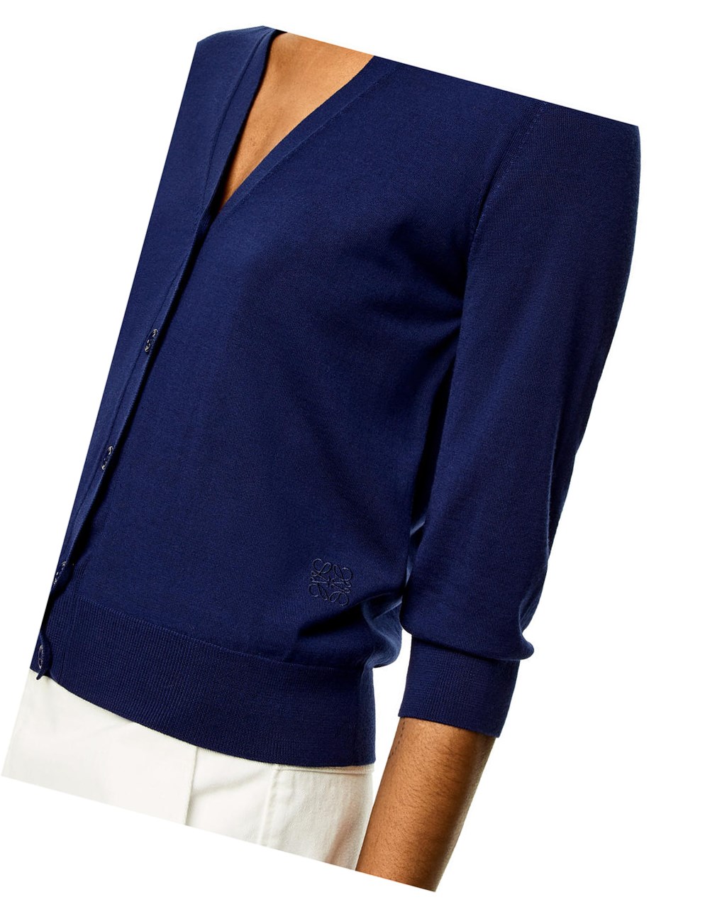 Loewe Anagram cropped cardigan in wool Azul Marino Azules | WEINQ-1693