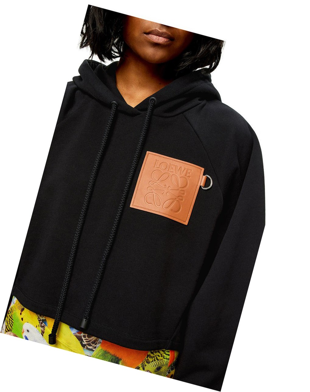 Loewe Anagram cropped hoodie in cotton Negros | UMCNT-8679