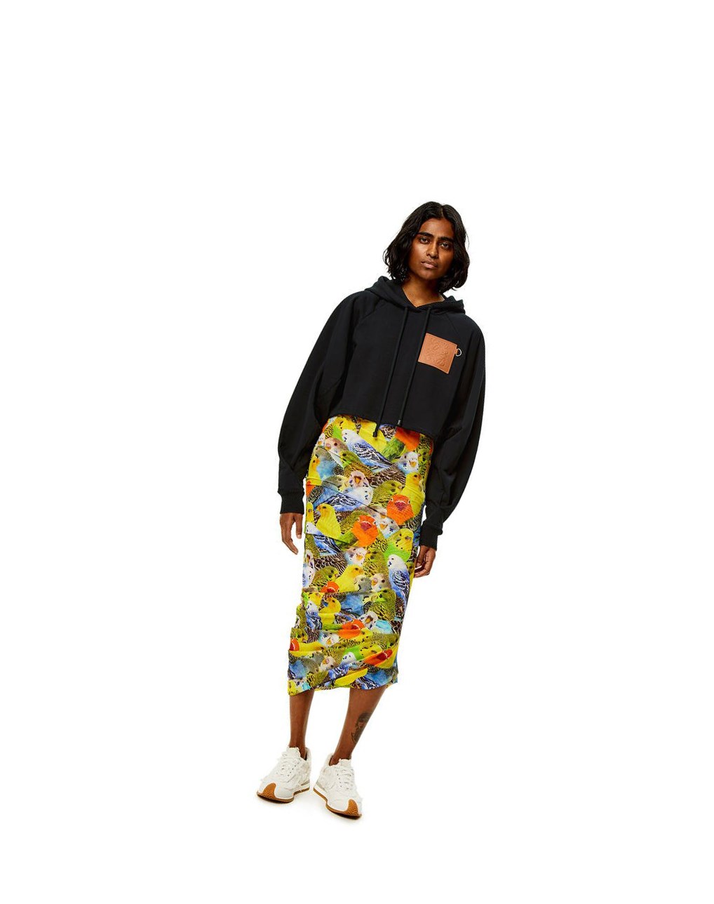 Loewe Anagram cropped hoodie in cotton Negros | UMCNT-8679