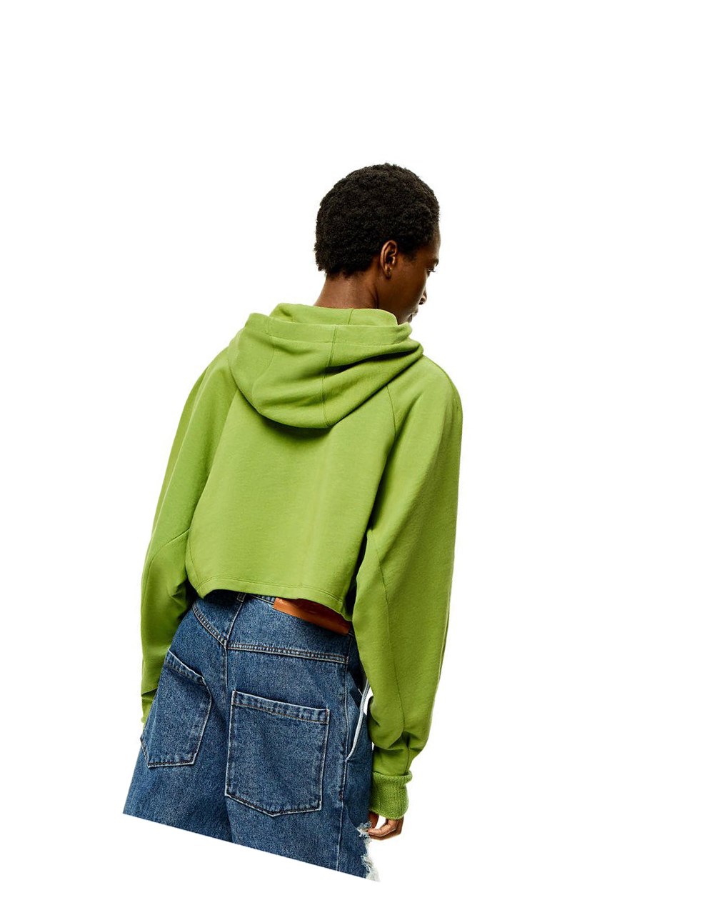 Loewe Anagram cropped hoodie in cotton Verdes | FEPOR-1593