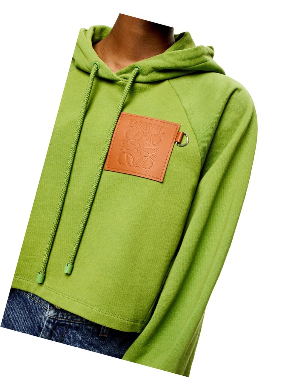 Loewe Anagram cropped hoodie in cotton Verdes | FEPOR-1593