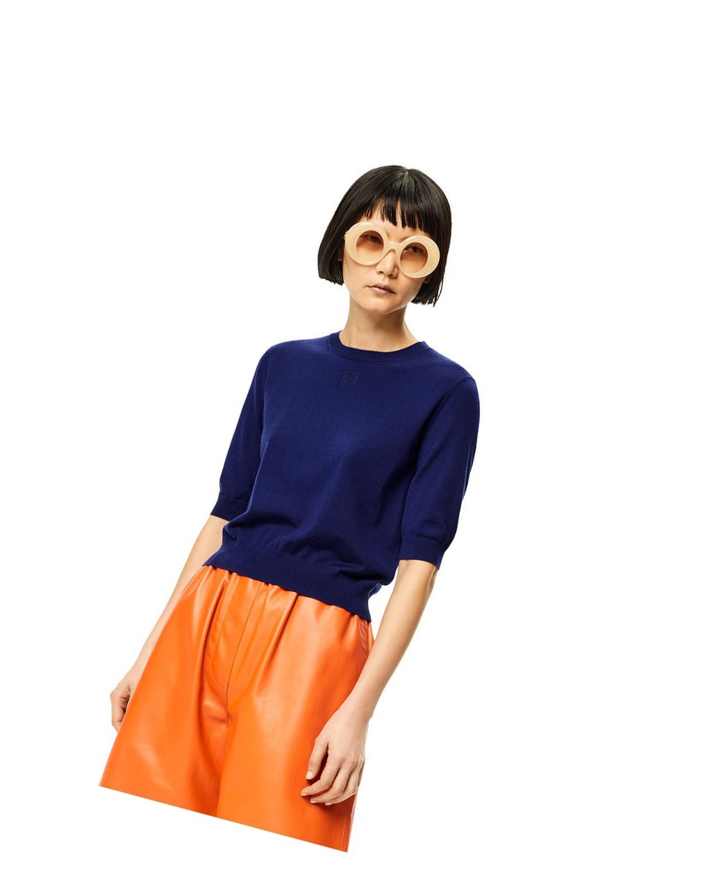 Loewe Anagram cropped sweater in wool Azul Marino Azules | KAWOT-4126