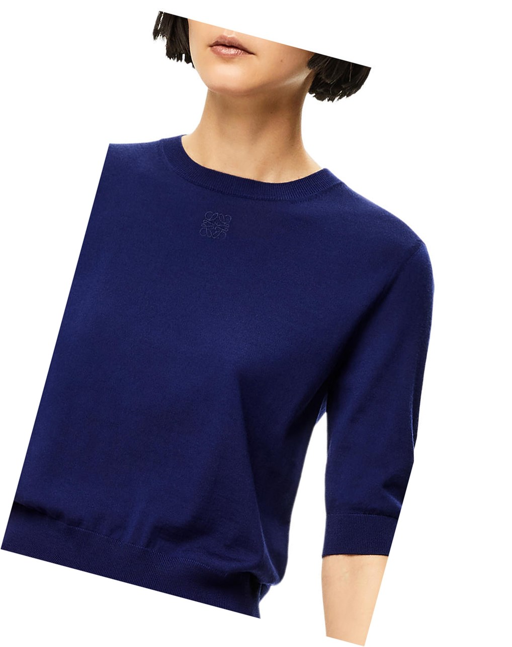 Loewe Anagram cropped sweater in wool Azul Marino Azules | KAWOT-4126