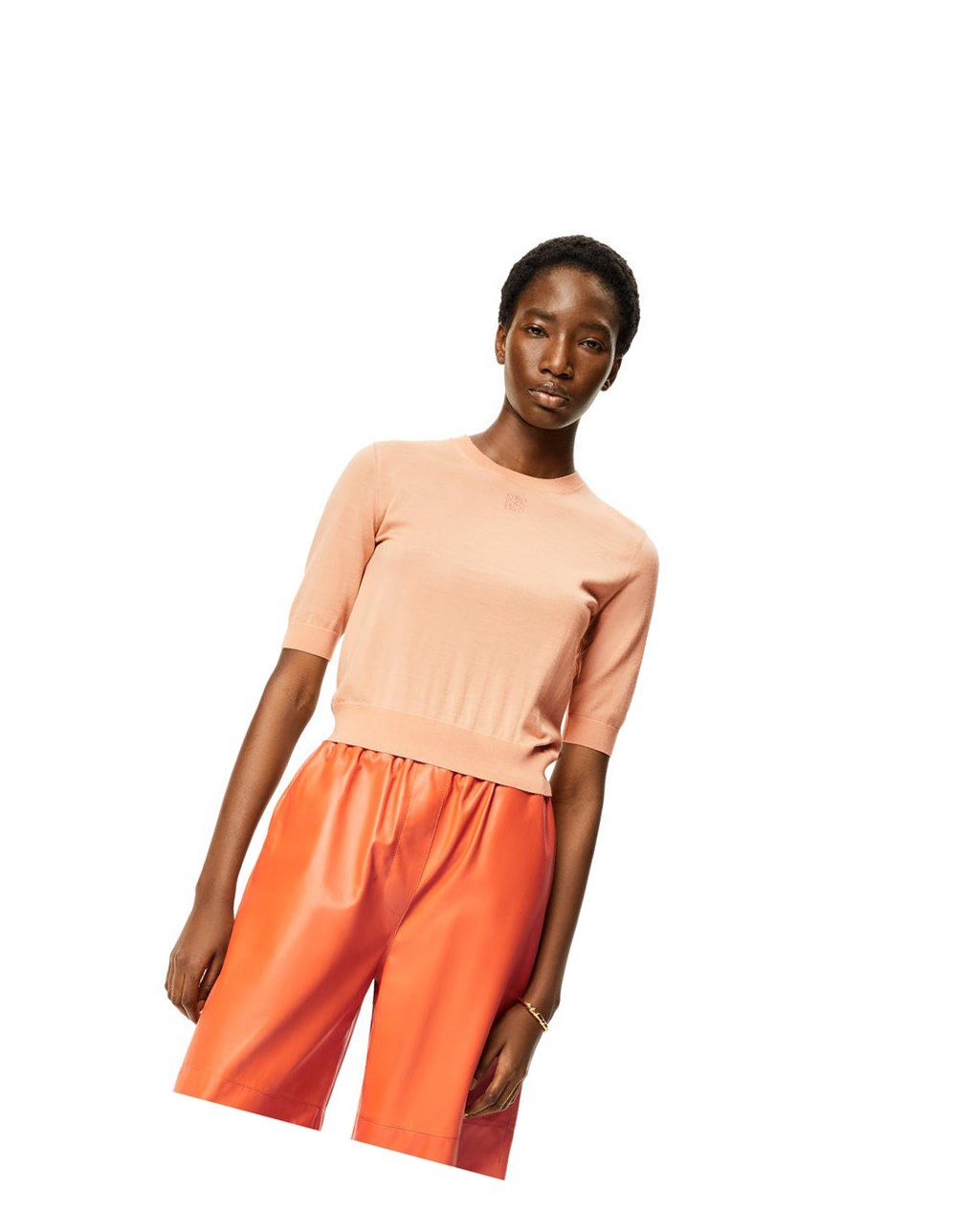 Loewe Anagram cropped sweater in wool Azules | NCHOT-6854