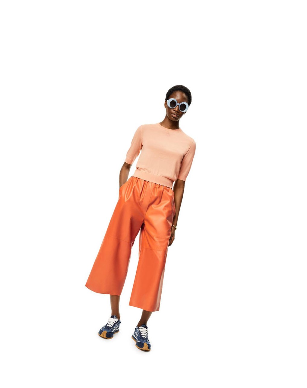Loewe Anagram cropped sweater in wool Azules | NCHOT-6854