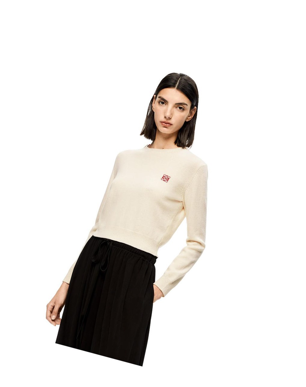 Loewe Anagram cropped sweater in wool Blancos | RDSNA-0159