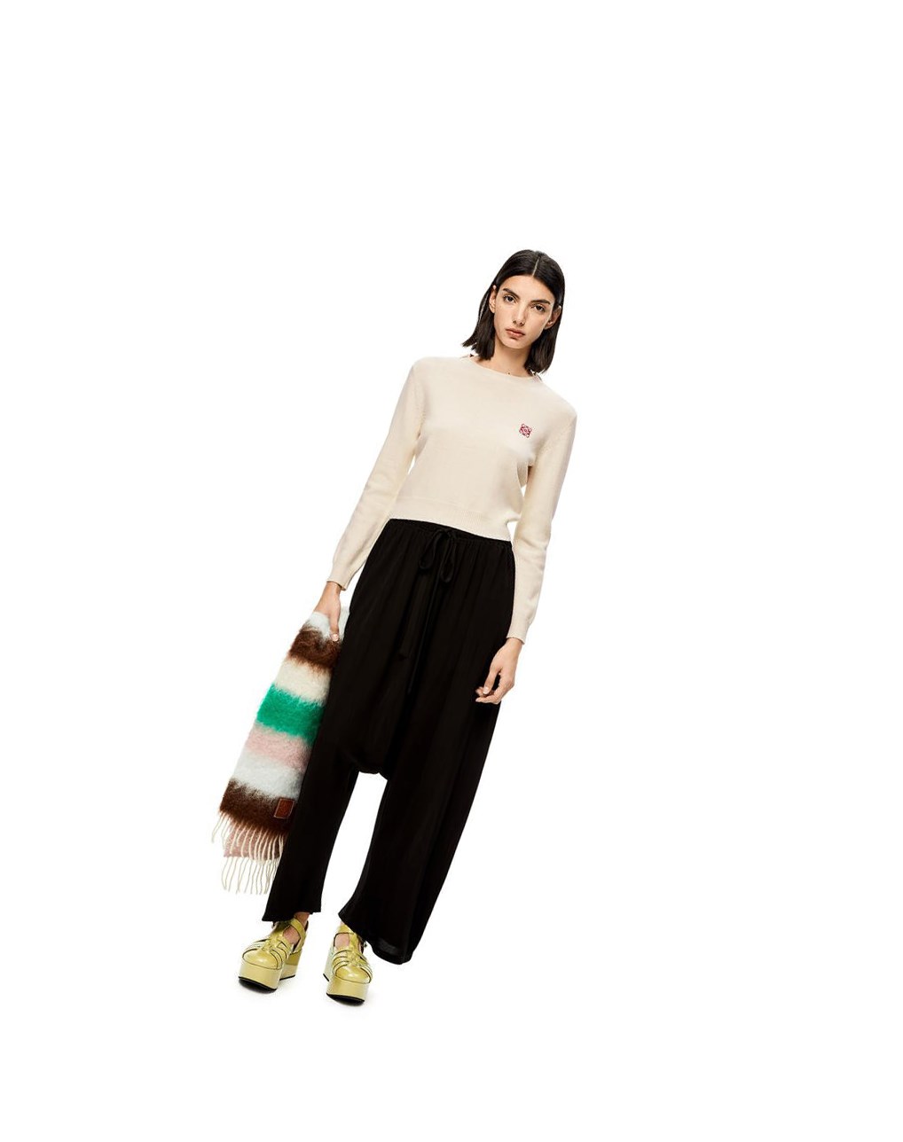 Loewe Anagram cropped sweater in wool Blancos | RDSNA-0159