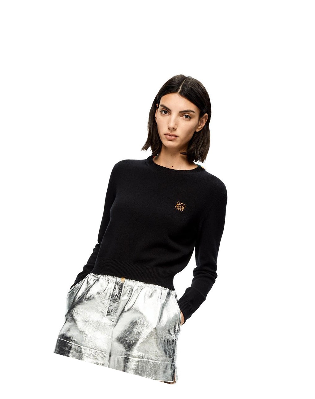 Loewe Anagram cropped sweater in wool Negros | MNJIP-0971